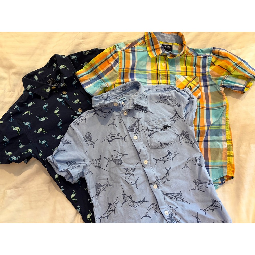 Lot of 3 Boys Size 6 Short Sleeve Button Shirts Summer Chaps Tommy Bahama Preppy
